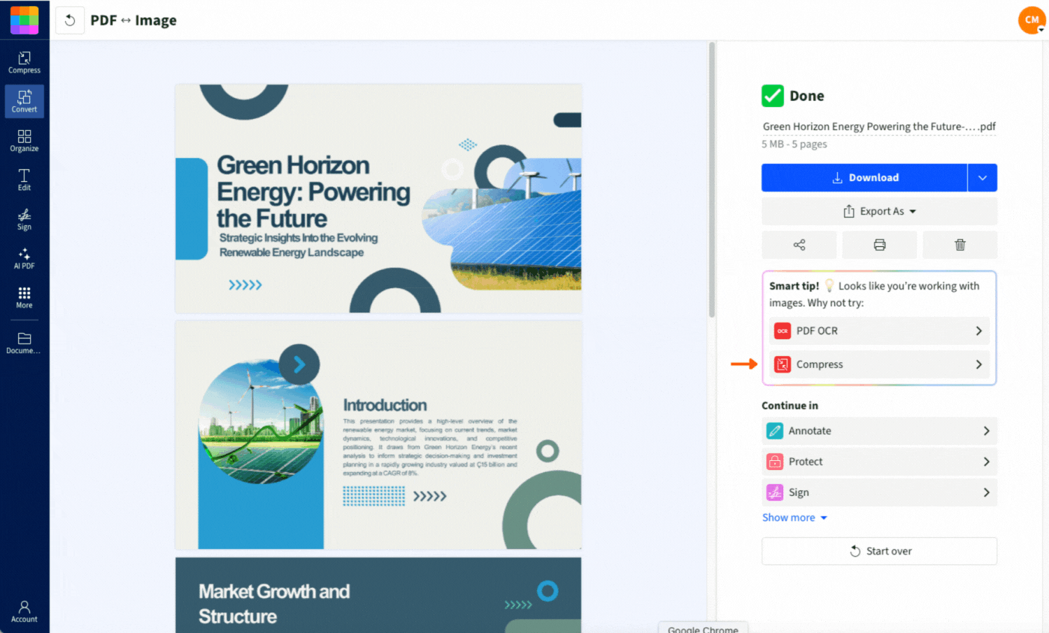 Compressing large files before converting to PowerPoint format